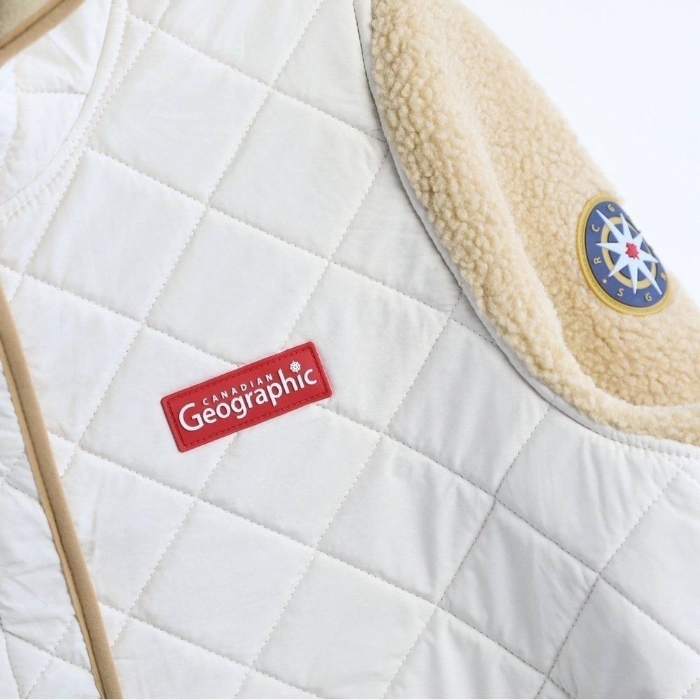 Canadiana x RCGS Women's Sherpa Popover Hoodie Jacket Shearling teddy quilted M - Picture 10 of 12
